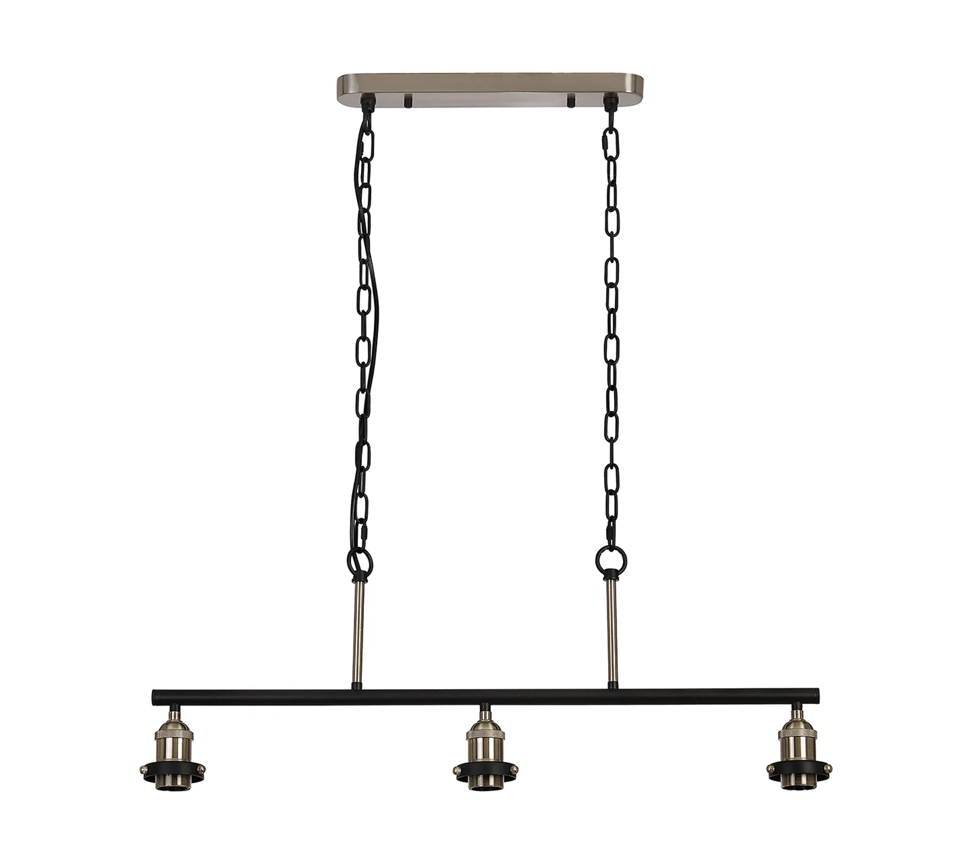 D1024SN  Dreifa Curved Linear Pendant (FRAME ONLY), 3 x E27, Satin Nickel/Black